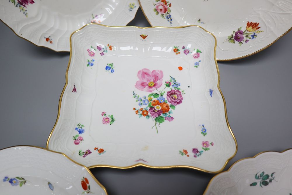 A quantity of 19th / 20th century Meissen flower painted plates or dishes
